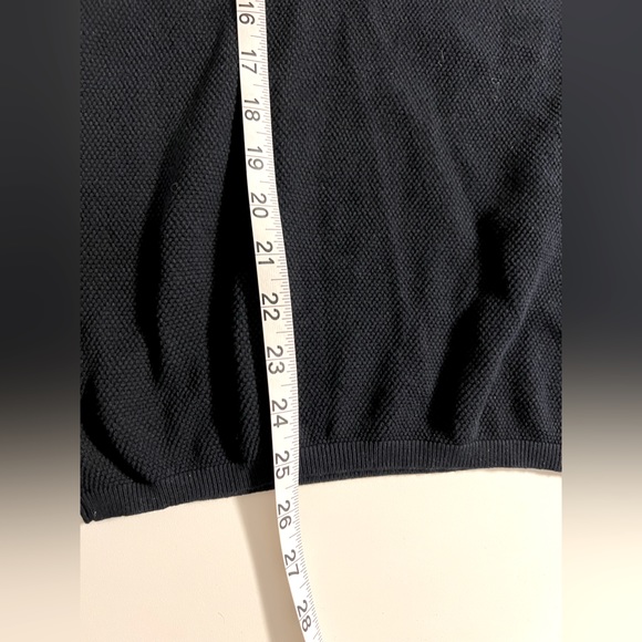 Massimo Dutti Extra Fine Cotton Waffle Knit Short Sleeve Top Navy size S-M - Picture 6 of 6